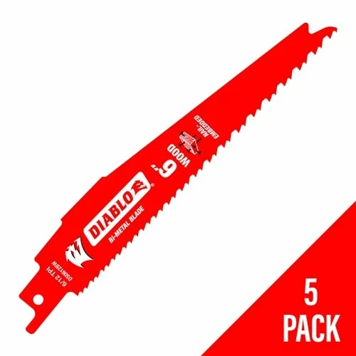 Freud Diablo Blades Freud Diablo 6" Demo Demon 6/12 TPI Reciprocating Saw Blade (5 Pack) DS0612BW5