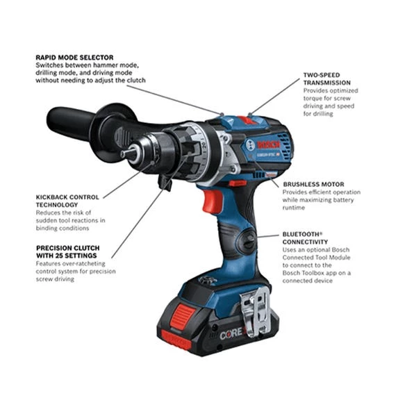 Bosch Power Tools Bosch 18V 2-Tool Combo Kit With Impact Driver/Wrench, Hammer Drill/Driver And Batteries GXL18V-227B25 - Image 4