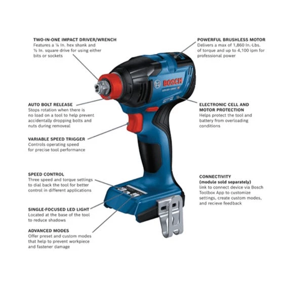 Bosch Power Tools Bosch 18V 2-Tool Combo Kit With Impact Driver/Wrench, Hammer Drill/Driver And Batteries GXL18V-227B25 - Image 5